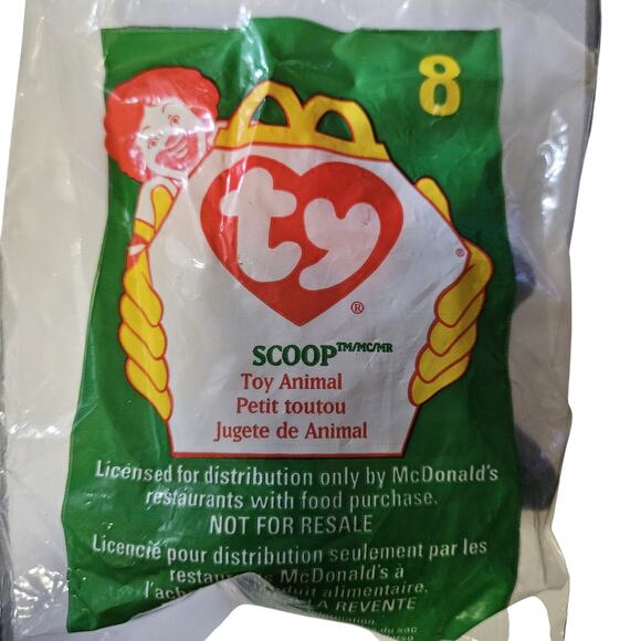 1998 McDonalds TY Teenie Beanie Babies Scoop 8 New in Package - Picture 1 of 2
